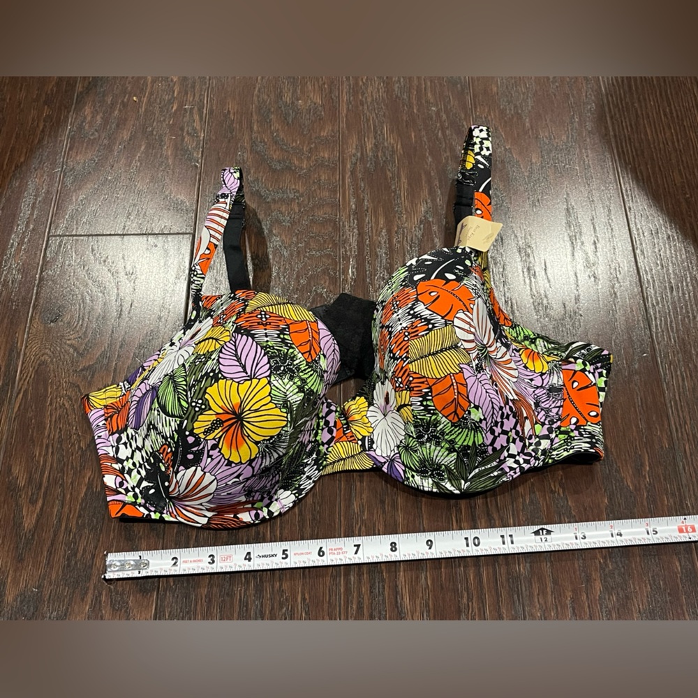 Cacique Cotton TShirt Bra Size 40 DD Shaping Solution Underwire Floral NEW